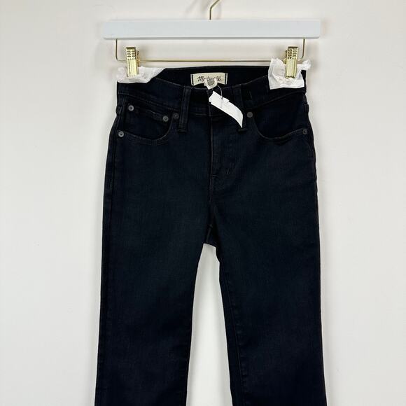 Madewell Mid Rise Kick Out Crop Jeans Black Flare Stretch Minimalist US 23 NWT - Picture 8 of 16